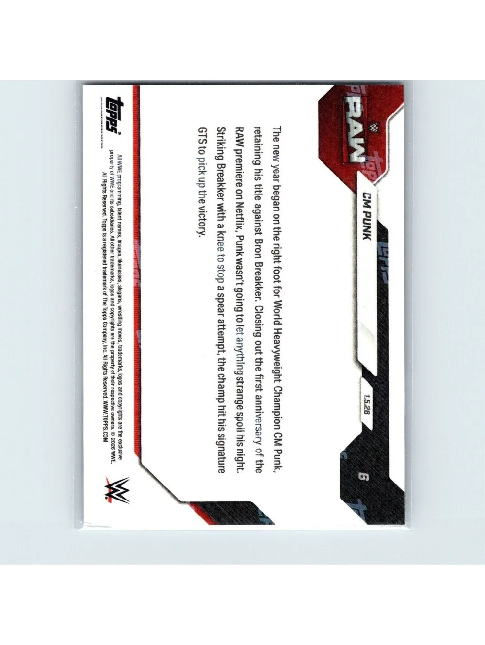 2026 Topps Now WWE - CM Punk #6 - Nothing Strange: Retains World Title